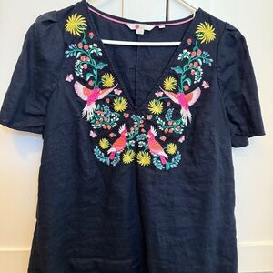 Boden linen embroidered blouse. Super cute. Sz 10